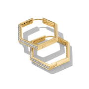 Carlyle Hoop Earrings in 18K Yellow Gold with Pave Diamonds