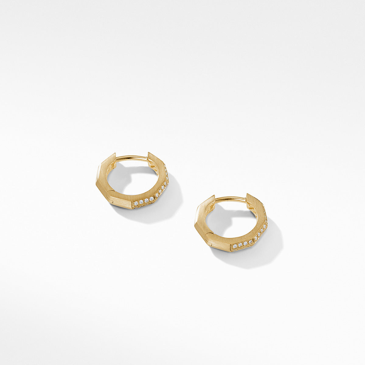 Stax Faceted Huggie Hoop Earrings in 18K Yellow Gold with