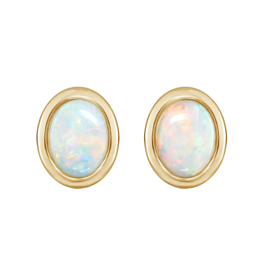 14K Yellow Gold Australian Opal Stud Earrings
