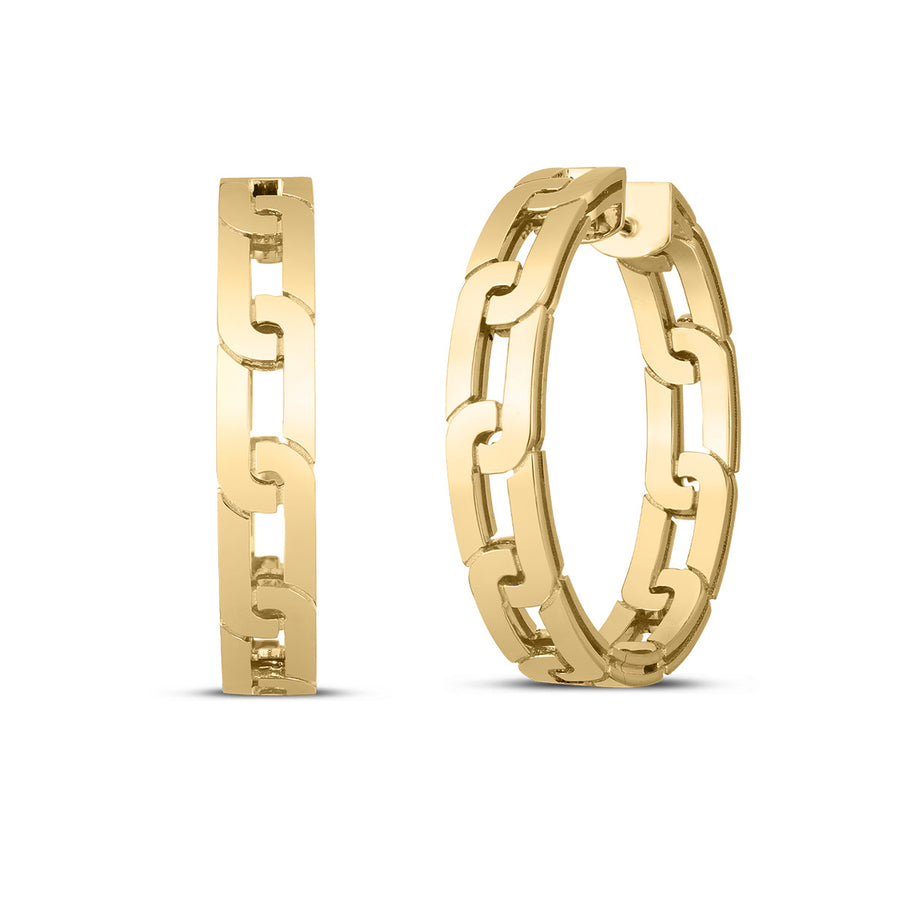 18K Yellow Gold Navarra Chain Link Hoop Earrings