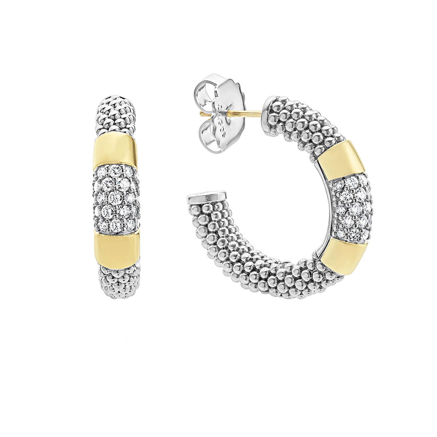 Gold Station Diamond Hoop Earrings