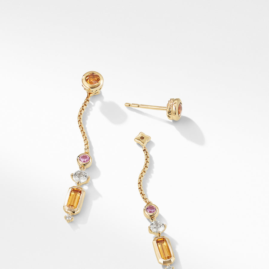 Novella Drop Earrings in Citrine and Yellow Beryl with Diamonds