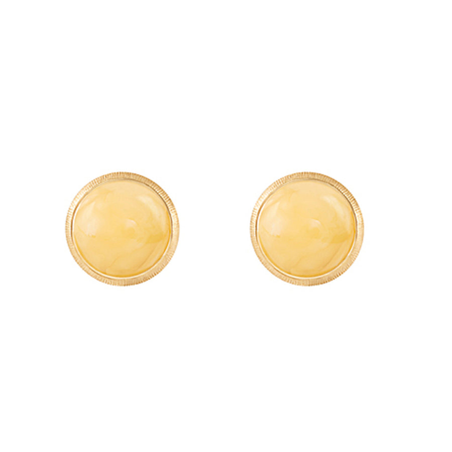 Lotus Earrings in 18K Yellow Gold with Amber
