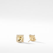 Chatelaine Pave Bezel Stud Earring with Champagne Citrine and Diamonds in 18K Gold
