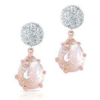 Rose Quartz and Diamond Dangle Earrings