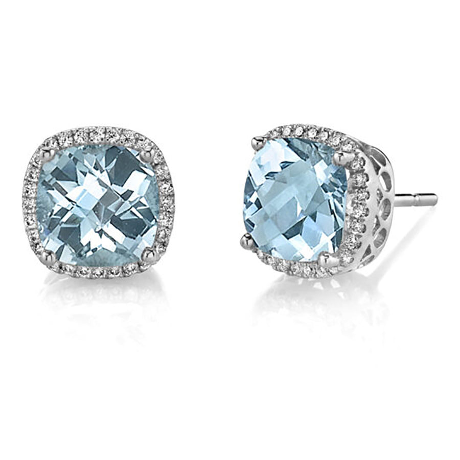 Aquamarine 14k White Gold Earrings with Diamonds