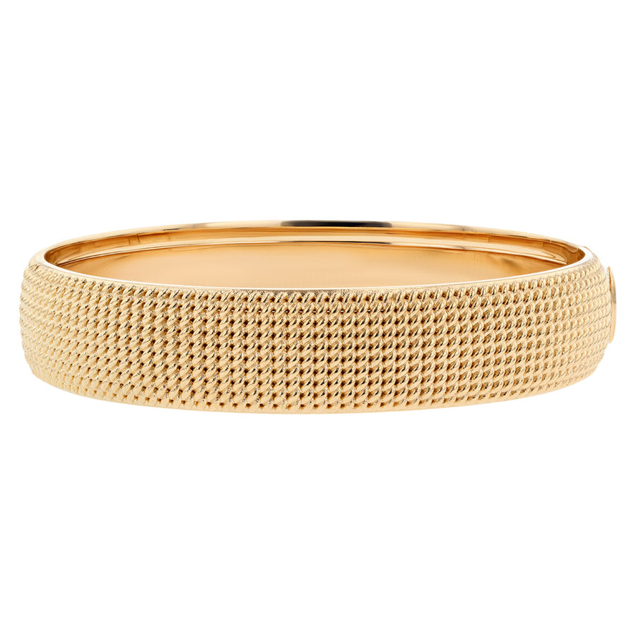 18K Opera Textured Wide Hinged Bangle