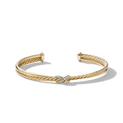 Petite X Bracelet in 18K Yellow Gold with Pave Diamond