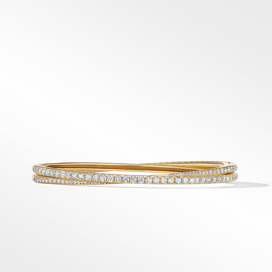 Pave Crossover Two-Row Bracelet in 18K Yellow Gold with Diamonds