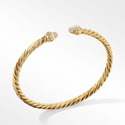 Cablespira Oval Bracelet in 18K Yellow Gold with Pave Diamonds