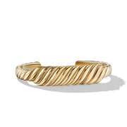 Sculpted Cable Contour Cuff Bracelet in 18K Yellow Gold