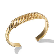 Sculpted Cable Contour Cuff Bracelet in 18K Yellow Gold