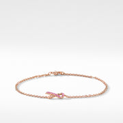 Ribbon Chain Bracelet in 18K Rose Gold with Pave Pink Sapphires