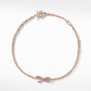 Ribbon Chain Bracelet in 18K Rose Gold with Pave Pink Sapphires