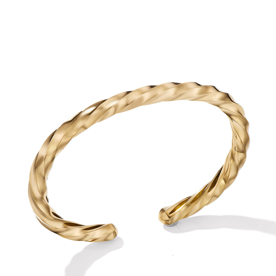 Cable Edge Cuff Bracelet in Recycled 18K Yellow Gold