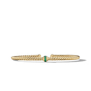 Cable Classics Center Station Bracelet in 18K Yellow Gold with Pave Emeralds
