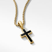 Exotic Stone Cross in 18K Yellow Gold with Black Onyx