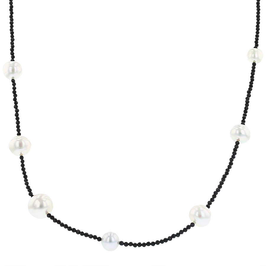 Black Spinel and White South Sea Pearl Necklace
