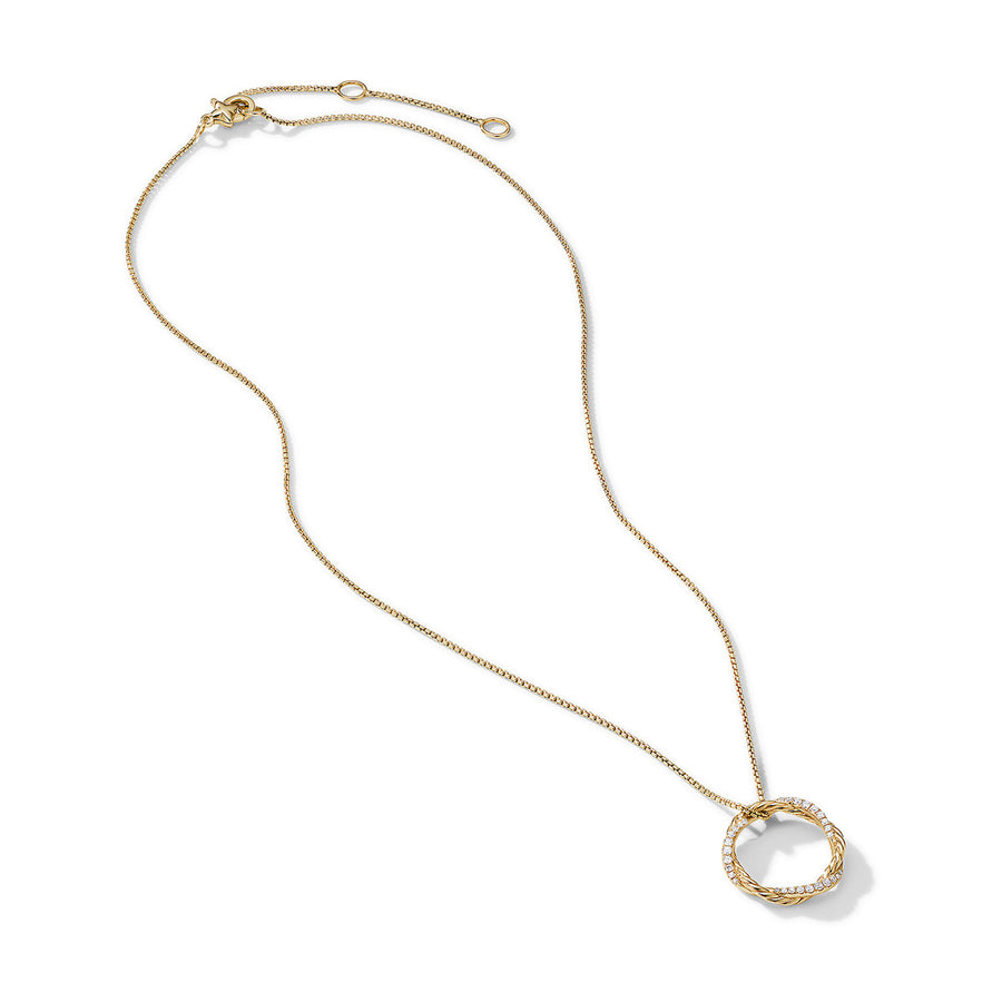 Petite Infinity Pendant Necklace in 18K Yellow Gold with Pave Diamonds