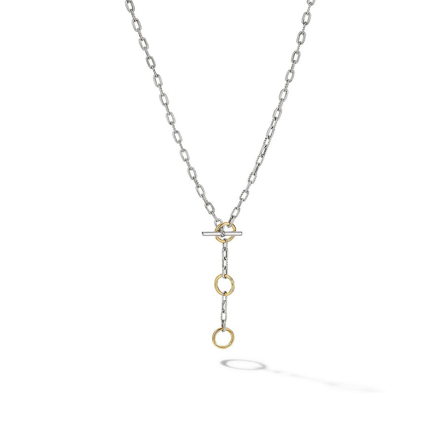 DY Madison Three Ring Chain Necklace in Sterling Silver with 18K Yellow Gold