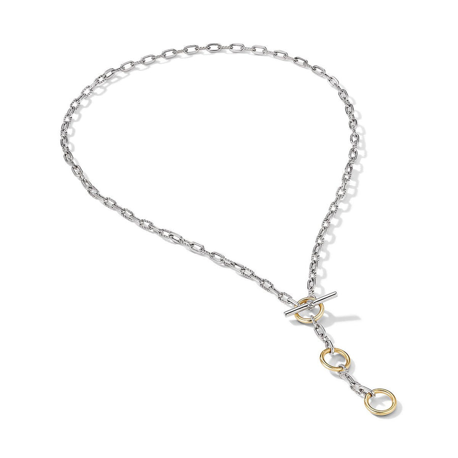 DY Madison Three Ring Chain Necklace in Sterling Silver with 18K Yellow Gold