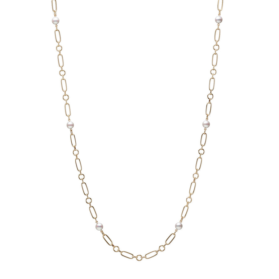 M Code Akoya Cultured Pearl Necklace in 18K Yellow Gold
