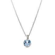 14K White Gold Round Aquamarine Pendant Necklace