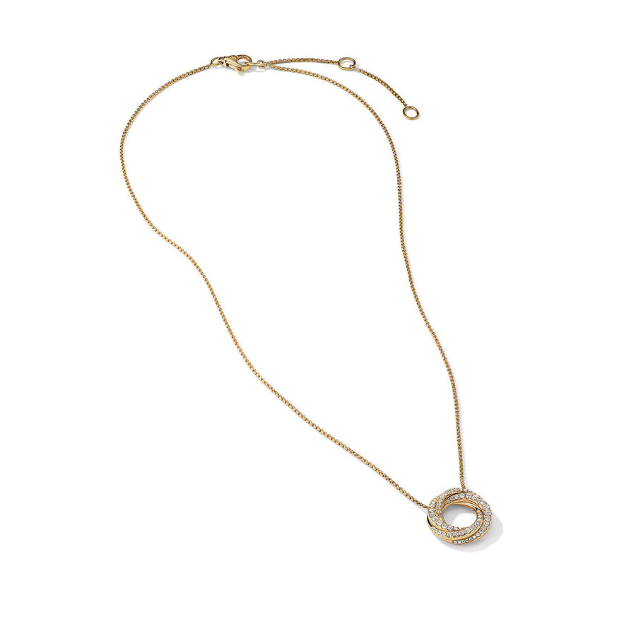 Crossover Pendant Necklace in 18K Yellow Gold with Diamonds