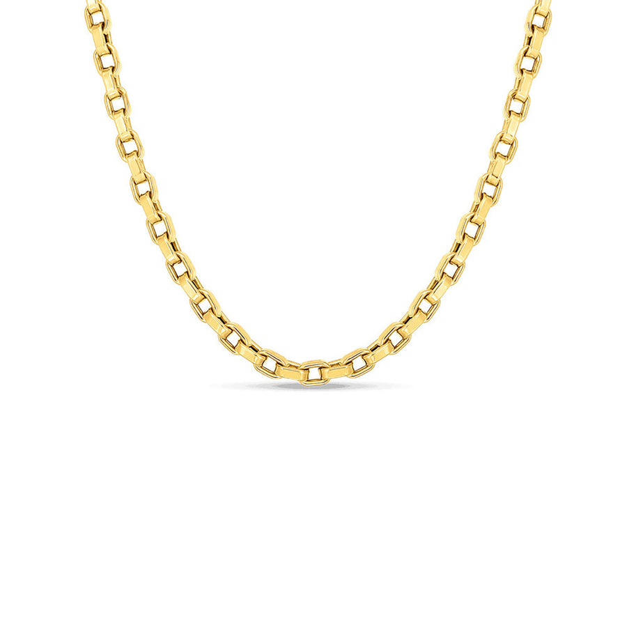 18K Yellow Gold 22 Inch Square Link Chain Necklace