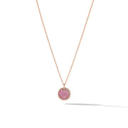 Pave Plate Necklace in 18K Rose Gold with Pink Sapphires