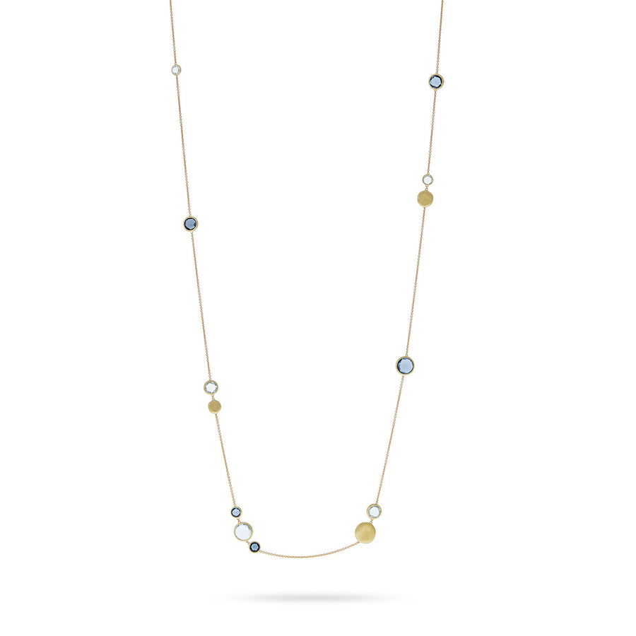 18K Yellow Gold Mixed Blue Topaz Long Necklace