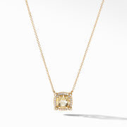 Petite Chatelaine Pave Bezel Pendant Necklace in 18K Yellow Gold with Champagne Citrine