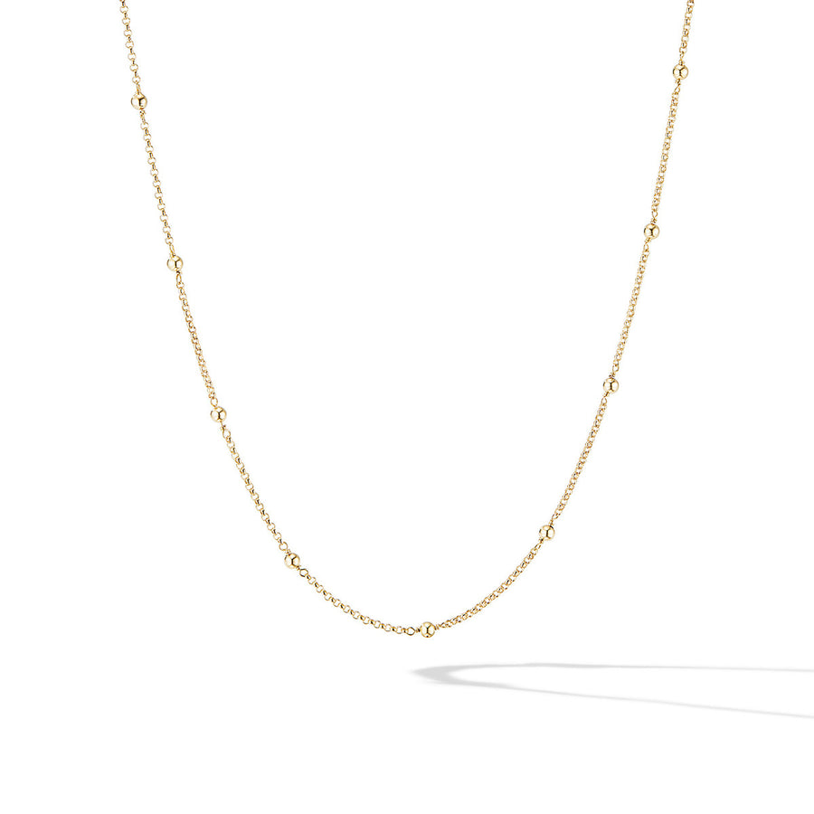 Bead and Chain Necklace in 18K Yellow Gold with Gold Domes