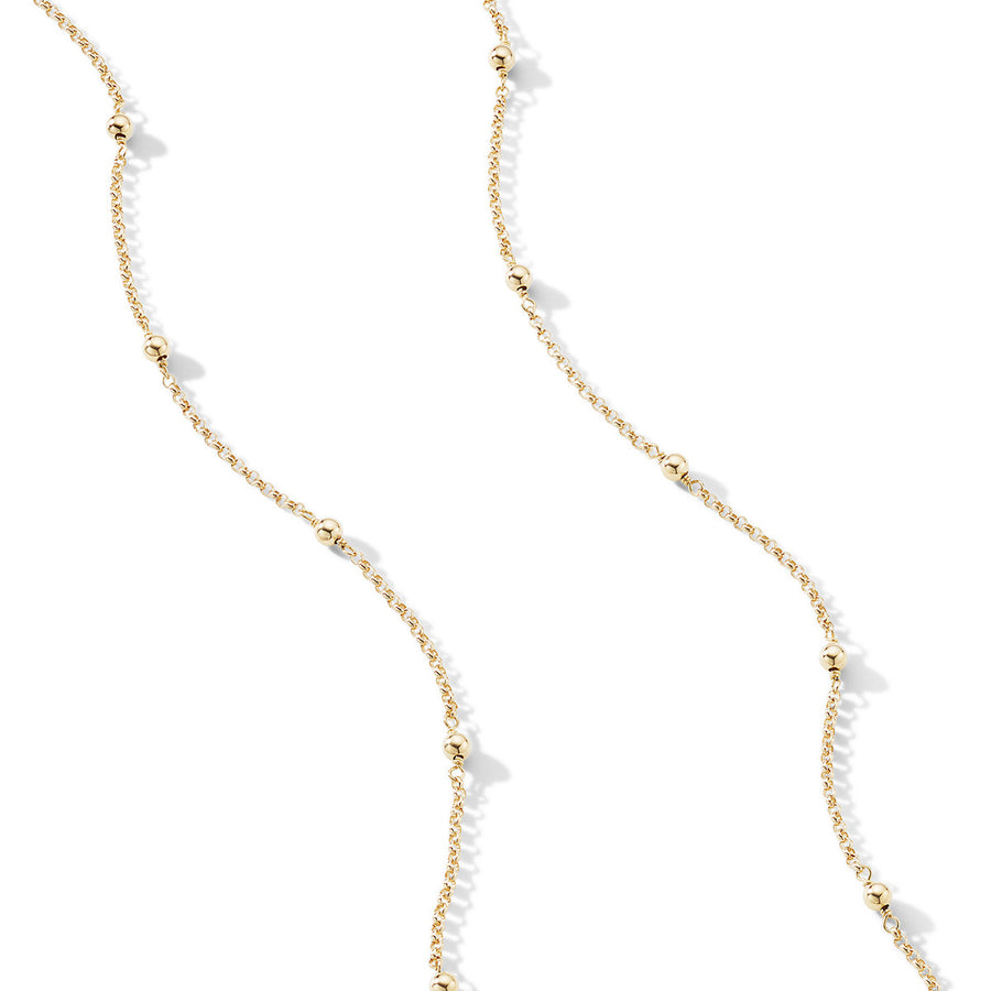 Bead and Chain Necklace in 18K Yellow Gold with Gold Domes