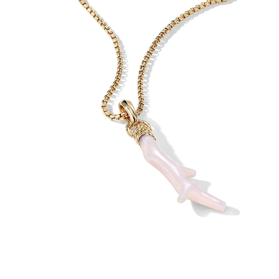 Coral Amulet in Pink Opal with 18k Gold
