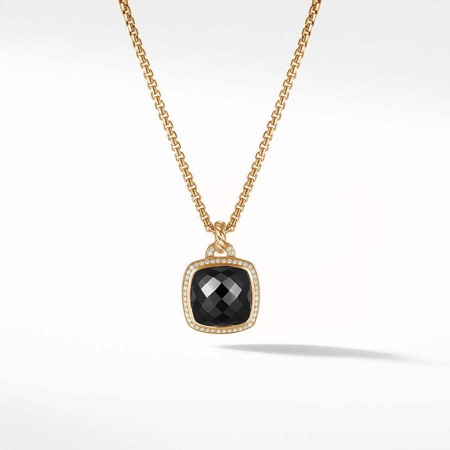 Albion Pendant with Black Onyx and Pave Diamonds in 18K Yellow Gold