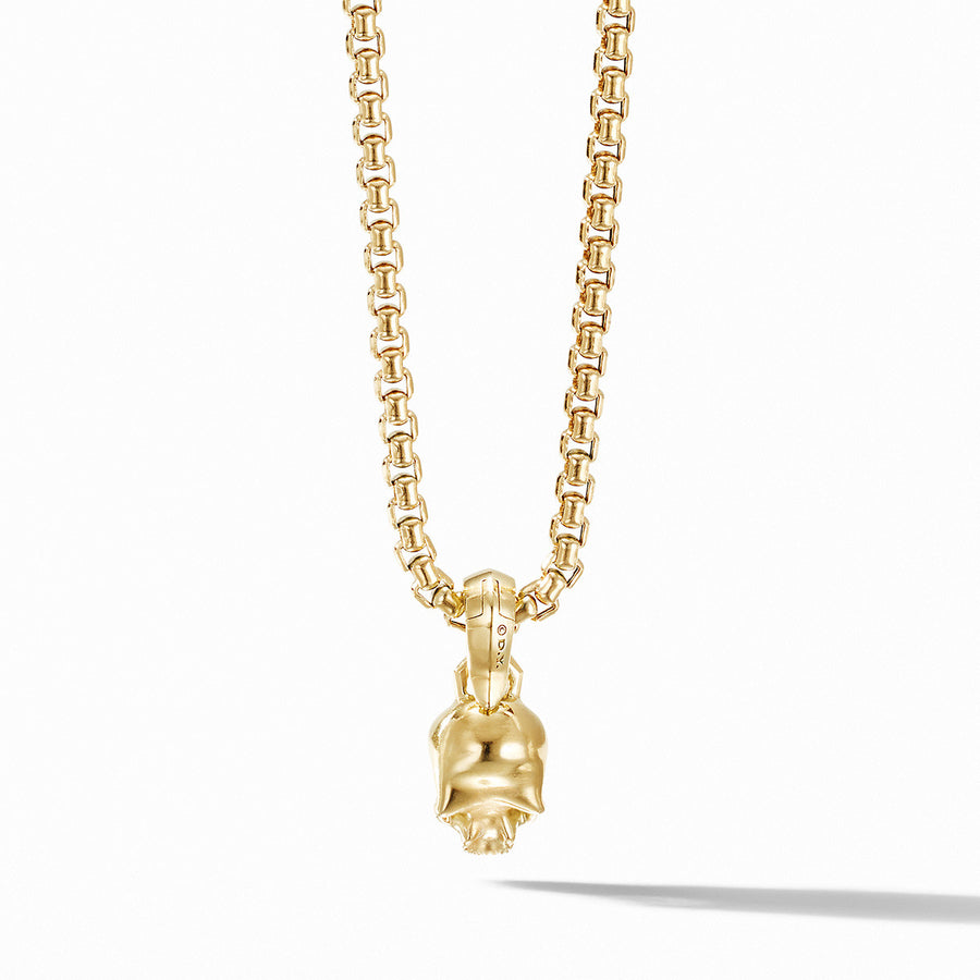 Skull Amulet in 18K Yellow Gold with Pave Diamonds