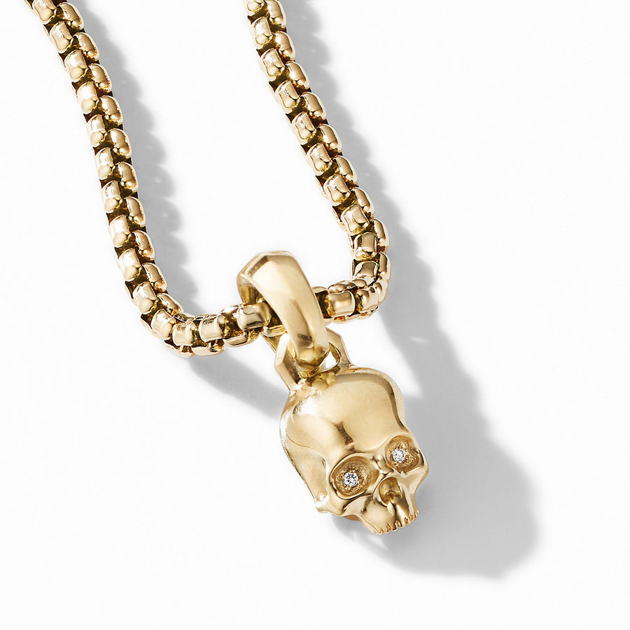 Skull Amulet in 18K Yellow Gold with Pave Diamonds