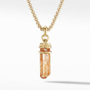 Crystal Wrapped Amulet with Imperial Topaz, 18K Yellow Gold and Pave Diamonds