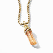 Crystal Wrapped Amulet with Imperial Topaz, 18K Yellow Gold and Pave Diamonds