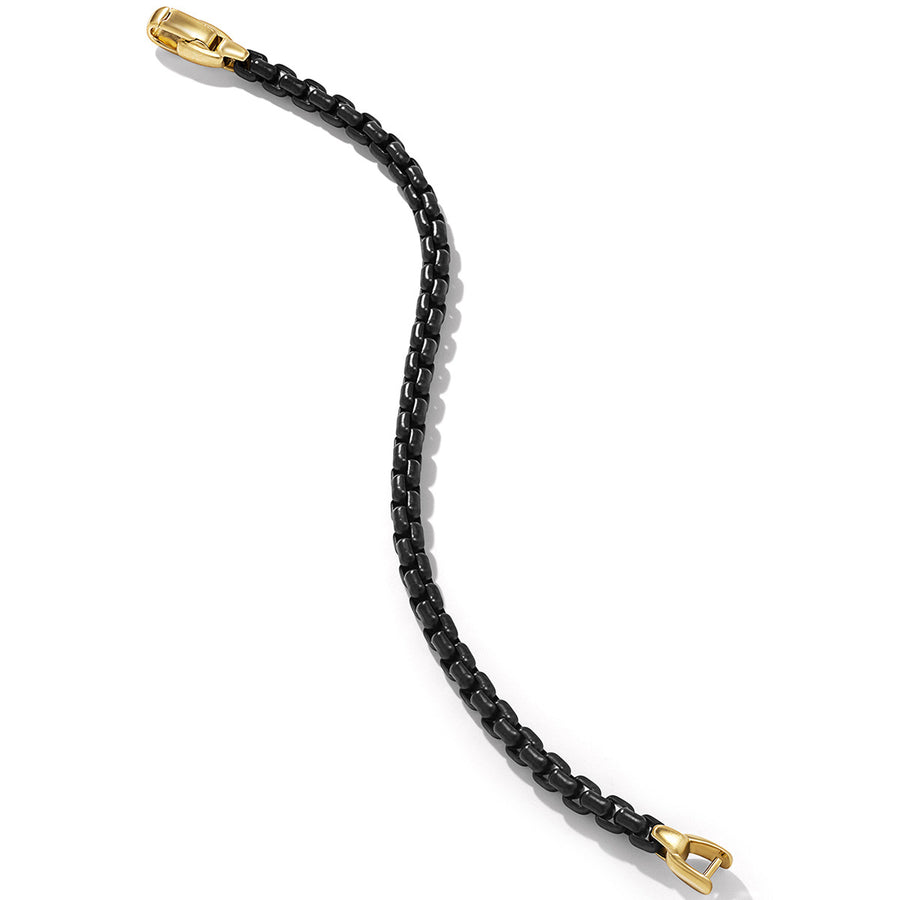 Box Chain Bracelet in Stainless Steel and 14K Yellow Gold