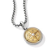Maritime Compass Amulet in Sterling Silver with 18K Yellow Gold and Center Diamond
