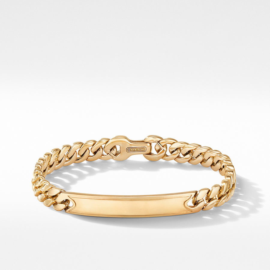 Micro Curb Chain ID Bracelet in 18K Yellow Gold