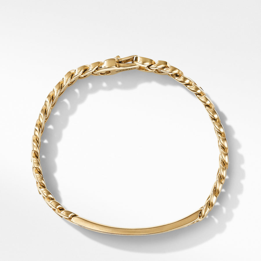 Micro Curb Chain ID Bracelet in 18K Yellow Gold
