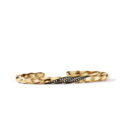 Cable Edge Cuff Bracelet in Recycled 18K Yellow Gold with Pave Black Diamonds