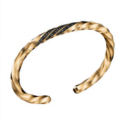 Cable Edge Cuff Bracelet in Recycled 18K Yellow Gold with Pave Black Diamonds