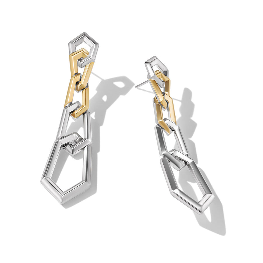 Carlyle Linked Drop Earrings in Sterling Silver with 18K Yellow Gold