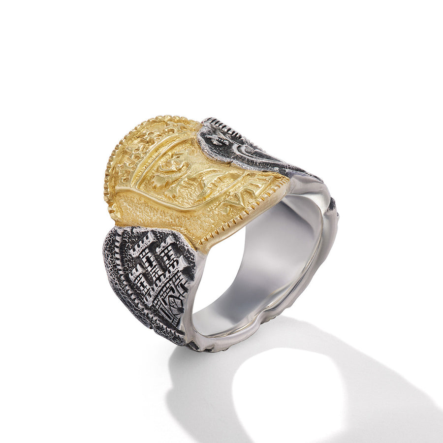 Shipwreck Cigar Band Ring in Sterling Silver with 18K Yellow Gold ...