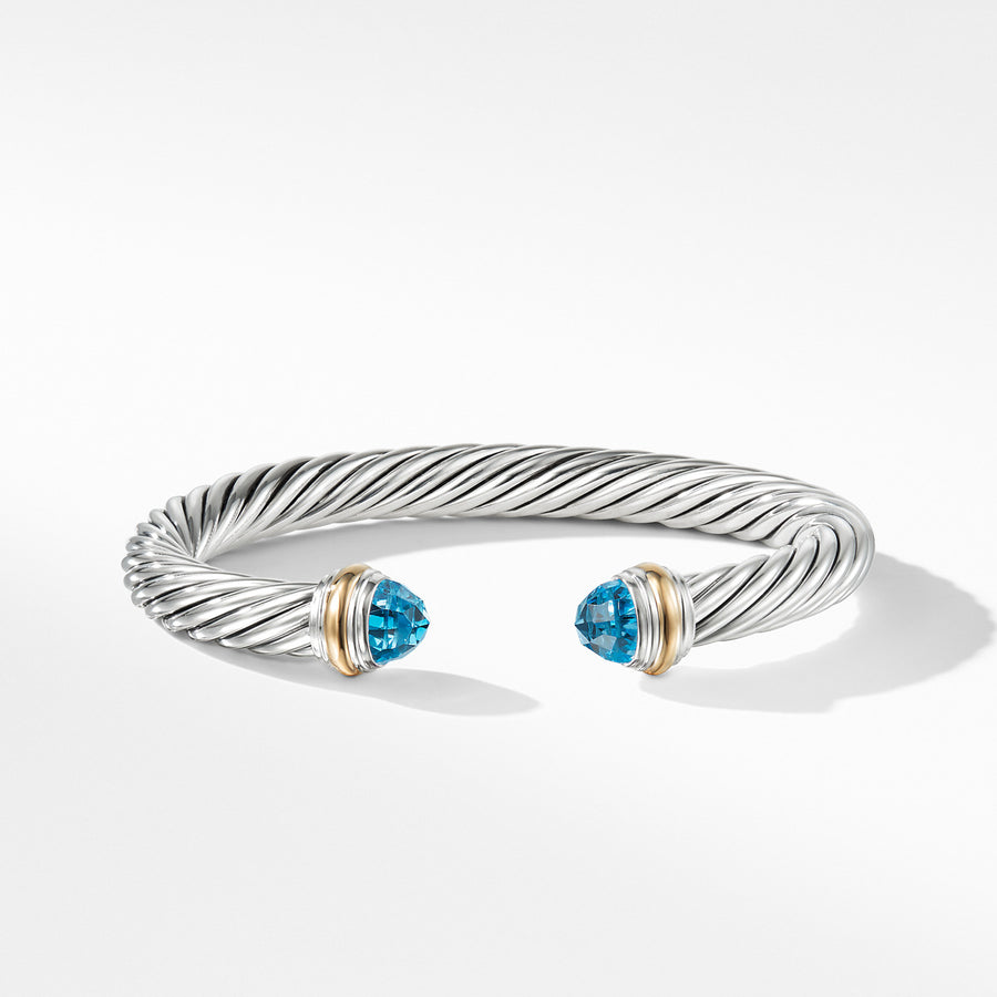 Cable Classic Bracelet with Blue Topaz and 14K Gold