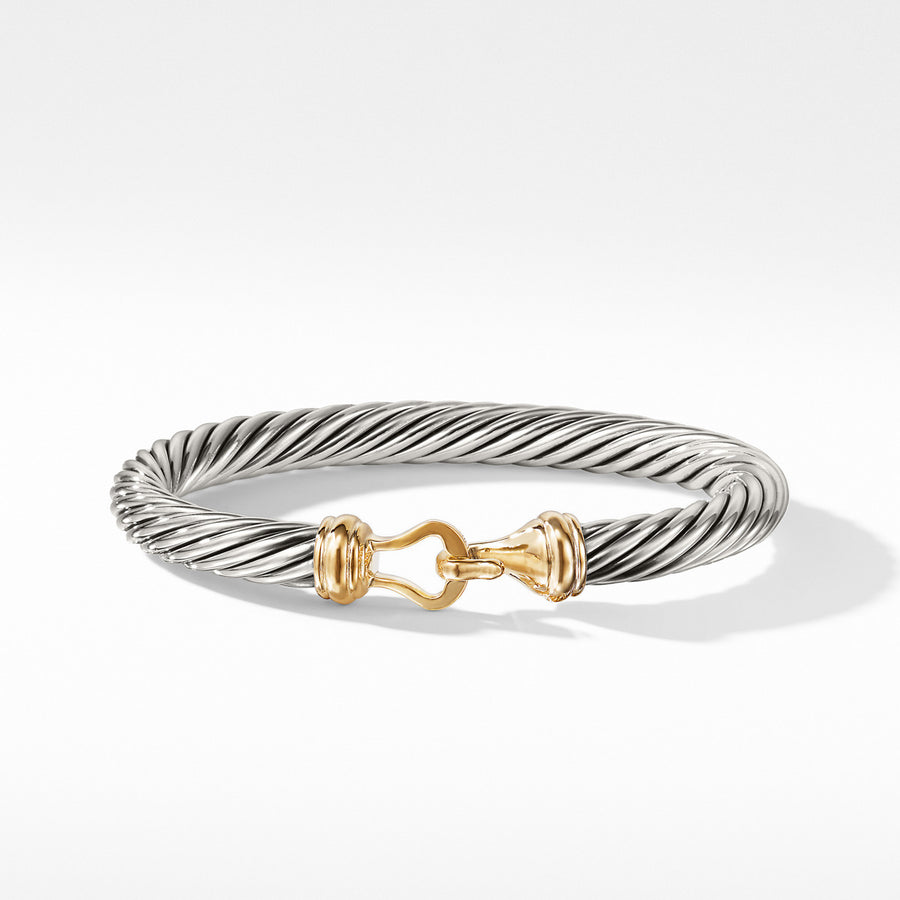 Cable Buckle Bracelet with 14K Gold, 7mm